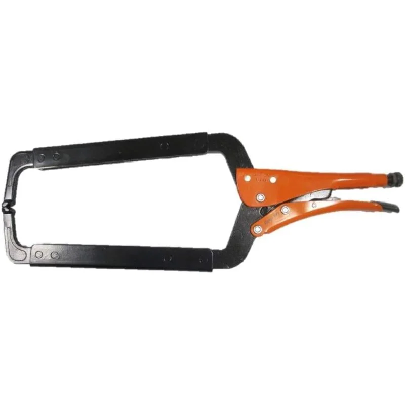 Long-Handle Pliers for Extra Leverage-Grip-On 12418 18-Inch Steel C-Clamp Locking Pliers in Orange Epoxy