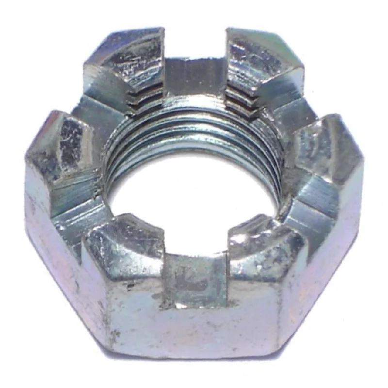 Nuts for Securing Components in Large Structures-1/2"-20 Zinc Plated Steel Fine Thread Castle Hex Nuts (10 pcs.)