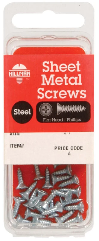 Heavy Duty Screws for Metal Construction-Hillman No. 8 x 2 in. L Phillips Flat Head Zinc-Plated Steel Sheet Metal Screws 6 pk (Pack of 10)