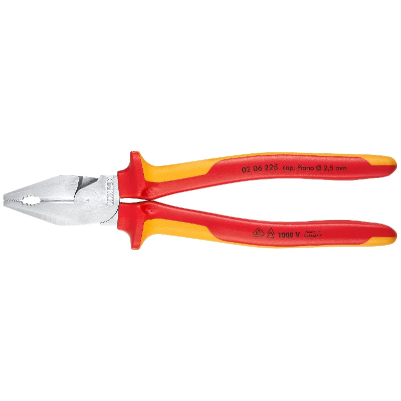 Pliers for Fixing and Installing Wire Connectors-Knipex 02 06 225 9" High Leverage Combination Pliers-1000V Insulated