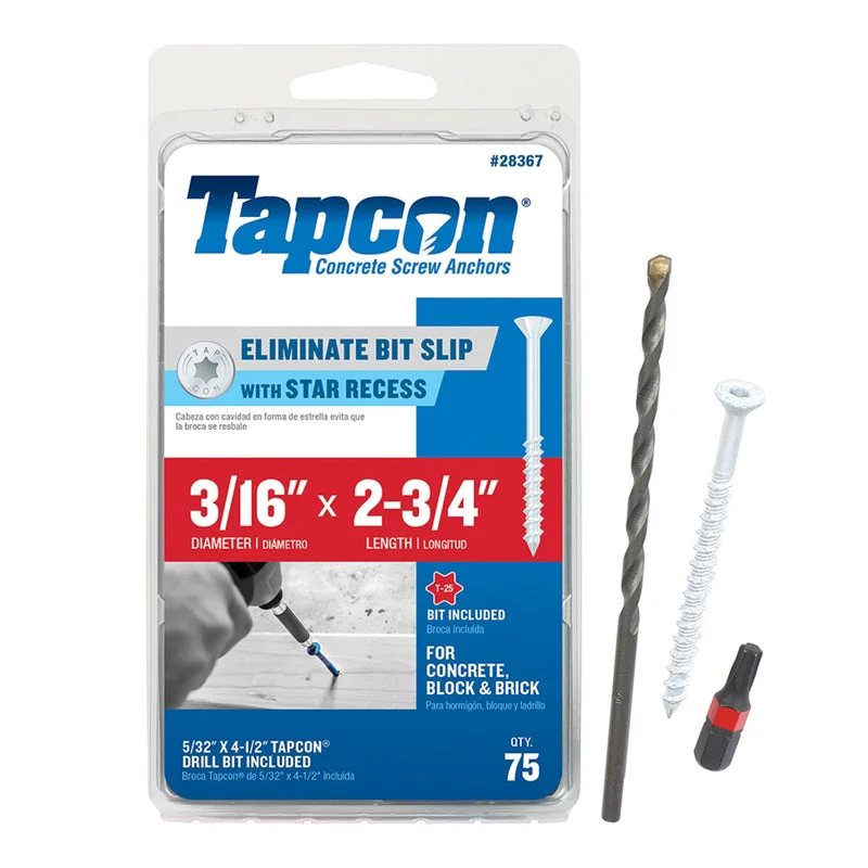 Screws for Mounting TV and Electronics-Tapcon 2-3/4 in. L Star Flat Head High/Low Concrete Screws