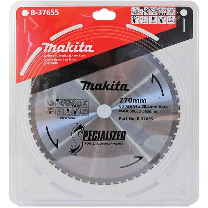 Carbide Saw Blades for Cutting Tough Materials-Makita Saw Blade Sandwich 270x25.4mm 60T