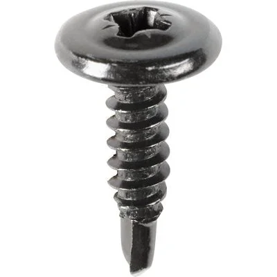 Screws for Fixing Heavy Parts in Automotive Work-M4.2 x 16mm Round Washer Head Tek Screw Black Zinc