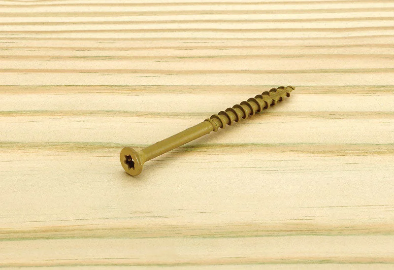 Screws for Building Custom Cabinets-Starborn Deckfast No. 9 X 3 in. L Tan Star Flat Head Deck Screws 75 pk