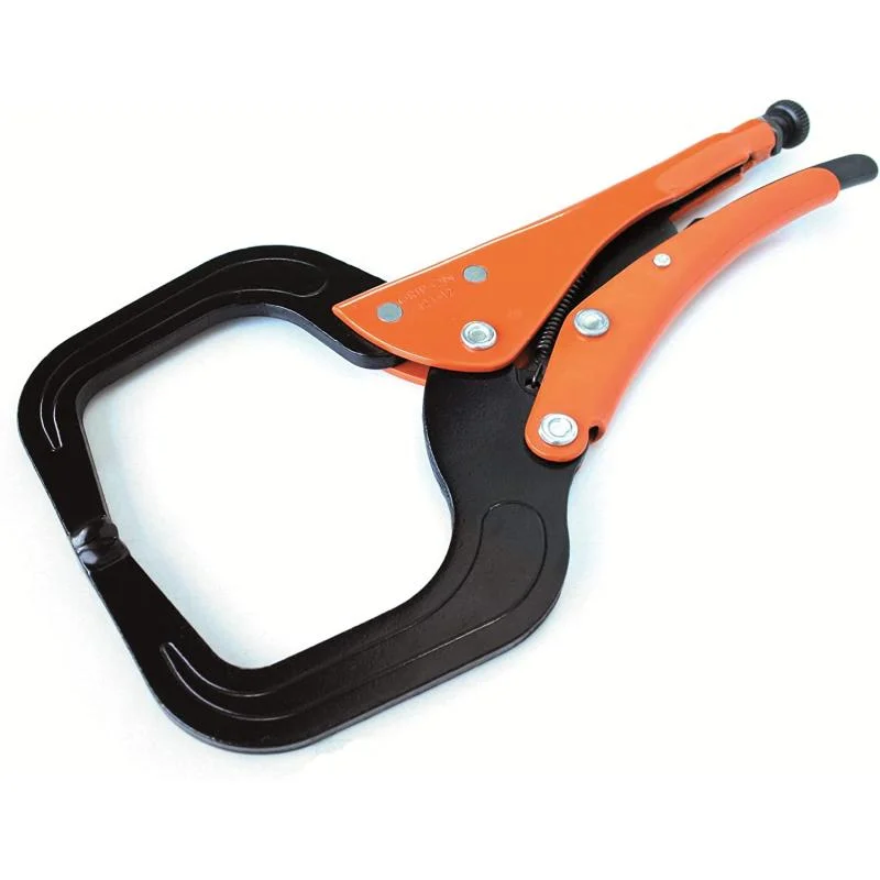 Pliers for Handling Small, Delicate Parts-Grip-On 12412 12 Inch Steel C-Clamp Locking Pliers in Orange Epoxy