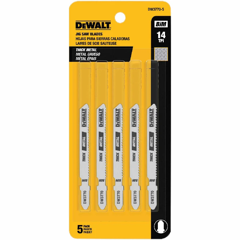 Carbide Saw Blades for Cutting Fiberglass-DeWalt DW3770-5 3" 14 TPI T-Shank Cobalt Alloy Steel Jig Saw Blade, 5 Pack