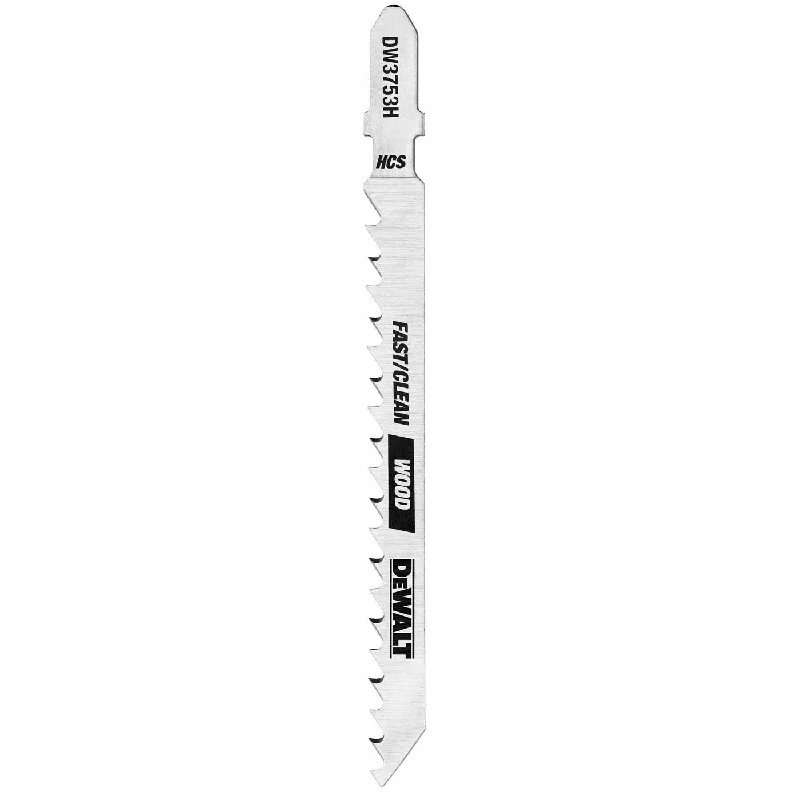 Saw Blades for Cutting Fast in Rough Materials-DeWalt DW3753H 4" 6 TPI T-Shank Clean Cut Wood Cutting Jig Saw Blade, 5 Pack