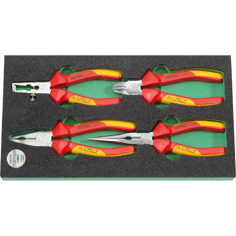 Pliers for Fine Bending and Shaping of Wire-Heyco 00990002088 Set of Pliers VDE, 4 Pcs