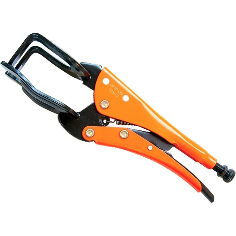 Pliers for Use with Power Tools-Grip-On 12512 12-Inch U-Clamp Locking Pliers in Orange Epoxy