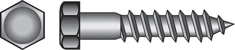 Screws for Framing and Fixing Steel-HILLMAN 1/4 in. X 2-1/2 in. L Hex Stainless Steel Lag Screw 25 pk